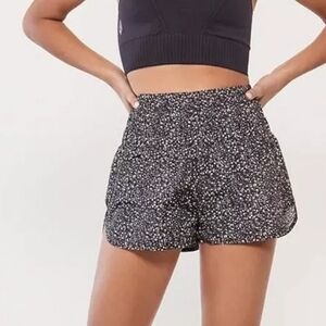Free People Movement The Way Home Black Leopard Print High Waist Lined Shorts MD